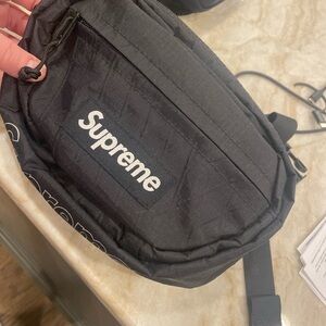Supreme Black Belt Bag Durable Design with Logo